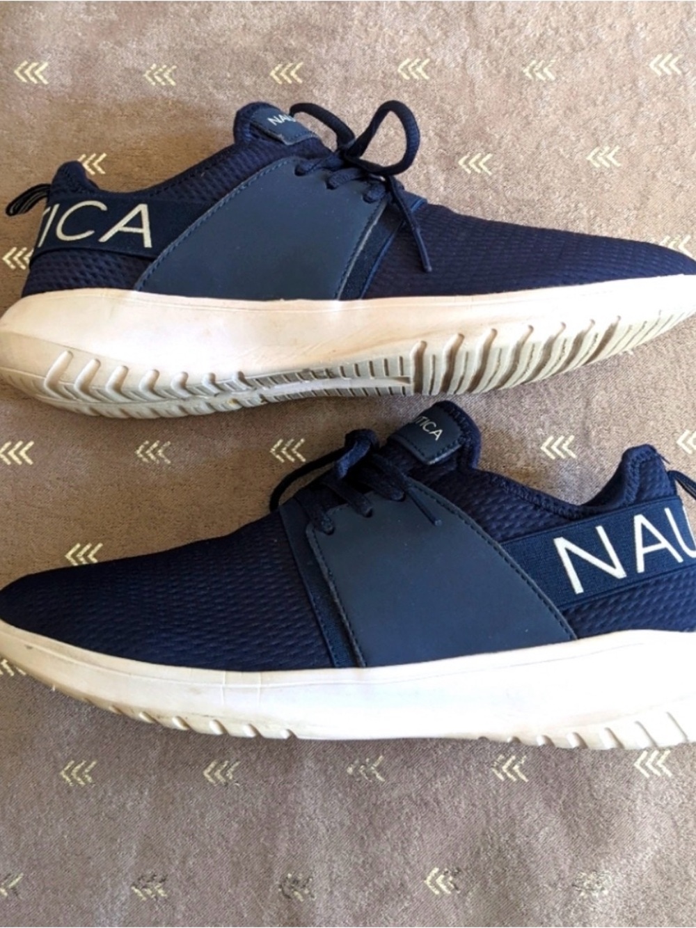 Nautica Women Navy and White Knit Lace-Up Sneakers